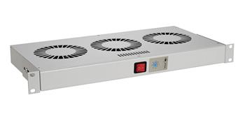 Chladící jednotka 19" 1U 2 ventilátory s bimetalovým termostatem RAL 7035 do 19" lišt VJ19-2-T-G