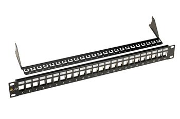 19" modulární neosazený patch panel Solarix 24 portů černý 1U SX24M-0-STP-BK-UNI