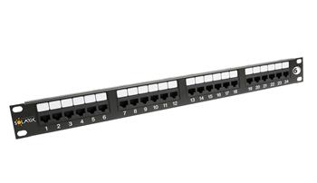 19" patch panel Solarix 24 x RJ45 CAT6 UTP 350 MHz černý 1U SX24-6-UTP-BK