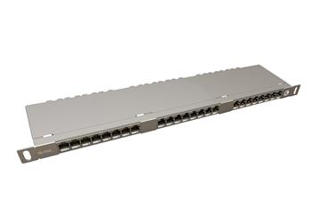 19" patch panel Solarix 24xRJ45 CAT5E STP s vyvazovací lištou 0,5U SX24HD-5E-STP-SL