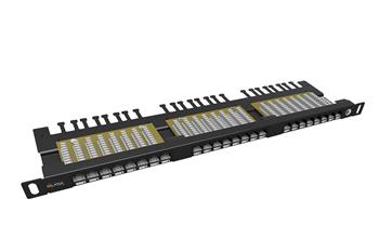 19" patch panel Solarix 24xRJ45 CAT6 UTP s vyvazovací lištou černý 0,5U SX24HD-6-UTP-BK