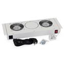 19” Ventilační jednotka šedá  RAC-CH-X24-X1  s 1 ventilátorem, 15 W s termostatem