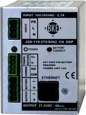 Napájecí zdroj/nabíječ na DIN lištu s dohledem BKE JSD-119-275/DIN2_CH_ODP 27,5 V, 120 W, 4,2 A, LAN port