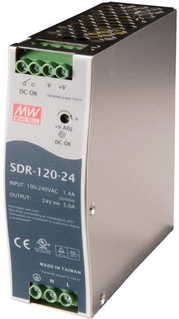 Napájecí zdroj na DIN lištu Mean Well SDR-120-24 24 V, 120 W, 5 A, spínaný