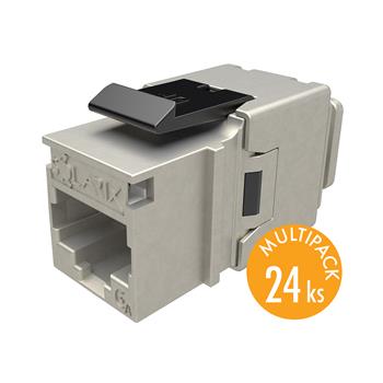 MULTIPACK 24 ks - rychlozařezávací keystone Solarix CAT6A STP SXKJ-10G-STP-BK-NA Component Level a