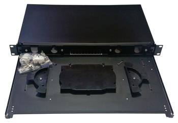 Optická vana 19" 1U bez čela, vybavená kazetou pro 24 vl. výsuvná