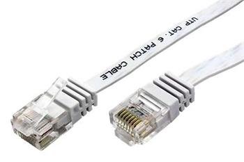 Patch cord UTP Cat 6, 10m, bílý, plochý