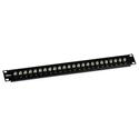 Patch panel 19" 1U 24x F-Female konektor pro koaxiální rozvod 75 Ohm, černý