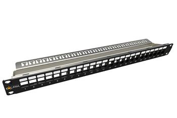 Patch panel Solarix 19" UTP 24 port neosazený