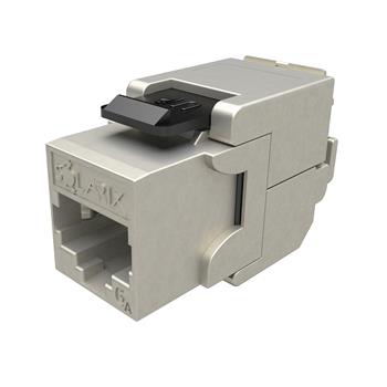 Samořezný keystone Solarix CAT6A STP RJ45 SXKJ-10G-STP-BK-SA Component Level a 4PPoE certifikace