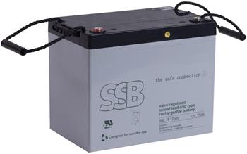 SSB olověná baterie AGM 12V 75Ah, životnost 10-12let, M6 konektor