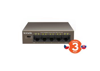 Tenda TEF1105P-4-38W PoE AF Switch 35Watt, 5xRJ45 Switch s 4xPoE 802.3af, 10/100Mbps,Kov