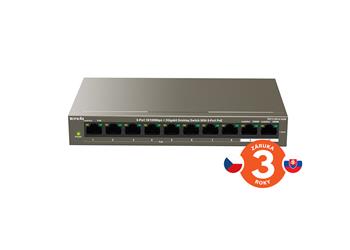 Tenda TEF1110P-8-102W 10xRJ45 Switch(8xPoE 802.3af/at 10/100Mbps,2x Uplink 1Gbs),102W