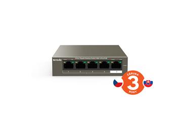 Tenda TEG1105P-4-63W 5xRJ45 Switch s 4xPoE 802.3af/at, 10/100/1000Mbps, celkem 63W,Kov