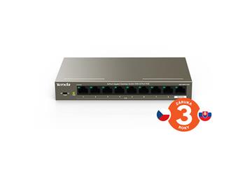 Tenda TEG1109P-8-102W 9xRJ45 Gigabit Switch s 8x PoE 802.3af/at + 1x Uplink 10/100/1000Mbps, celkem