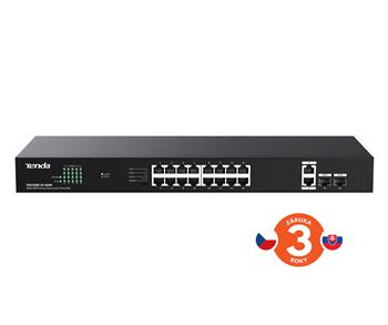 Tenda TEG1120P-16-150W (16xPoE 802.3af/at 10/100/1000Mbps, Uplink 2xRJ45 + 2xSFP) PoE budget 130W