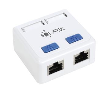 Zásuvka Solarix CAT5E STP 2 x RJ45 na omítku bílá SX288-5E-STP-WH