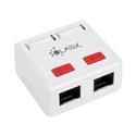 Zásuvka Solarix CAT5E UTP 2 x RJ45 na omítku bílá SX288-5E-UTP-WH