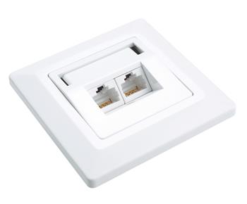 Zásuvka Solarix CAT5E UTP 2 x RJ45 pod omítku bílá SX9-2-5E-UTP-WH